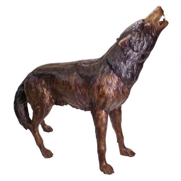 Howling Bronze Wolf Statue Large Scale life Size Wolves Sculpture Art